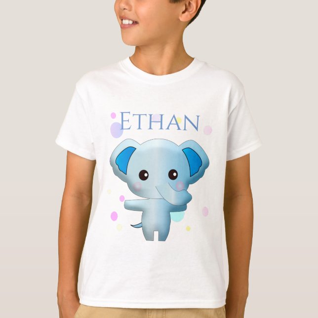 Cute Little Blue Boy Elephant T-Shirt (Front)