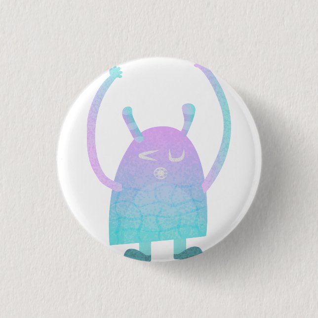 Cute Little Blue Monster 3 Cm Round Badge (Front)