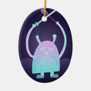 Cute Little Blue Monster Ceramic Tree Decoration