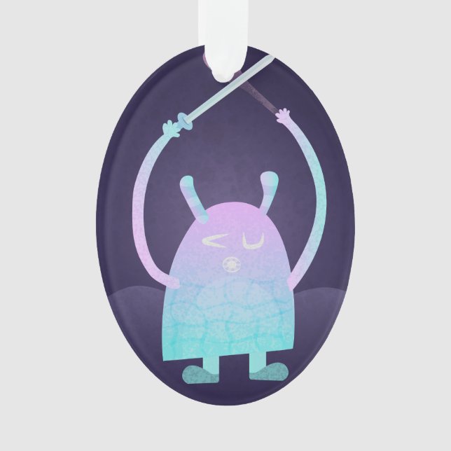 Cute Little Blue Monster Ornament (Front)