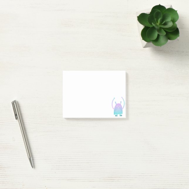 Cute Little Blue Monster Post-it Notes (Office)