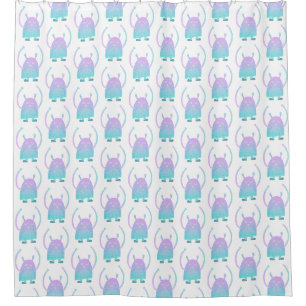 Cute Little Blue Monster Shower Curtain