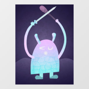 Cute Little Blue Monster Window Cling
