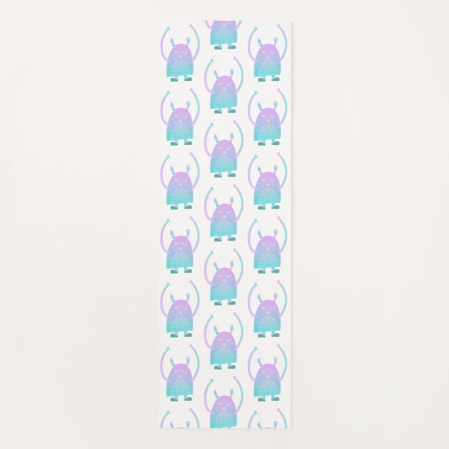 Cute Little Blue Monster Yoga Mat (Front)