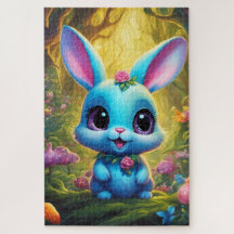 Cute little blue rabbit