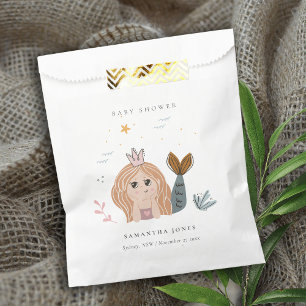 Cute Little Blush Sea Mermaid Girl Baby Shower Favour Bags