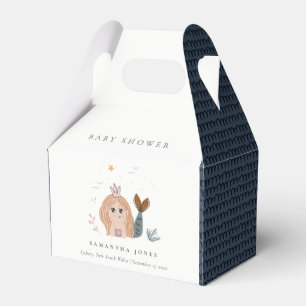 Cute Little Blush Sea Mermaid Girl Baby Shower Favour Box