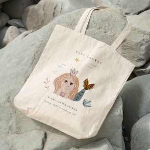 Cute Little Blush Sea Mermaid Girl Baby Shower Tote Bag