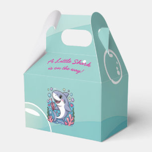 Cute Little Boba Shark Baby Shower Kawaii Blue Favour Box
