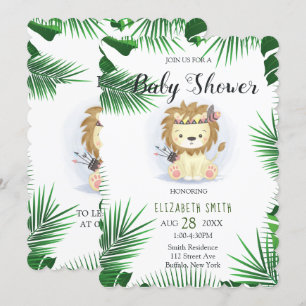 Cute Little Boho Lion Baby Boy Shower Invitation