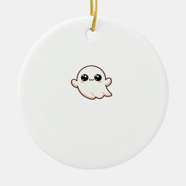 Cute Little Boo Basic Clean Ceramic Tree Decoration (Front)