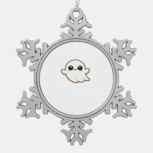 Cute Little Boo Basic Clean Snowflake Pewter Christmas Ornament