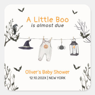 Cute Little Boo Clothesline Baby Shower  Square Sticker