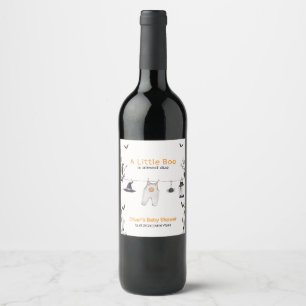 Cute Little Boo Clothesline Baby Shower Wine Label