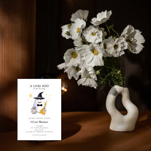 Cute Little Boo Ghost Hollaween Boy Baby Shower Invitation