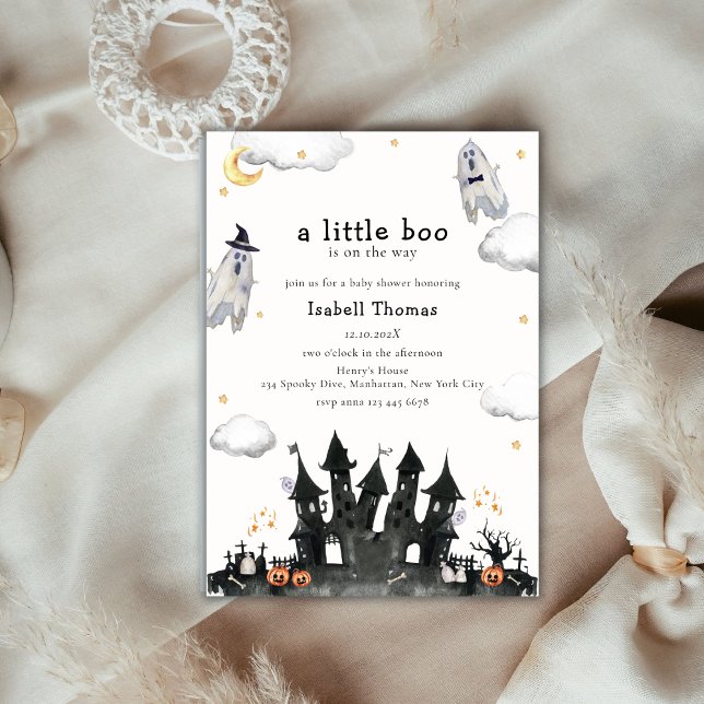 Cute Little Boo Ghost House Baby Shower  Invitation (Cute Little Boo Ghost House Baby Shower Invitation)