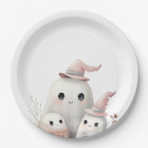 cute little boo girl First Halloween Baby shower Paper Plate