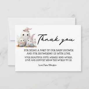 cute little boo girl First Halloween Baby shower RSVP Card