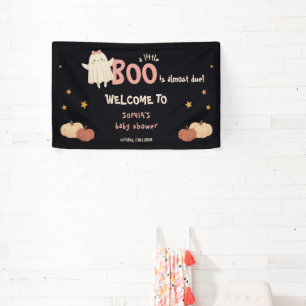 Cute Little Boo Girl Halloween Baby Shower Welcome Banner