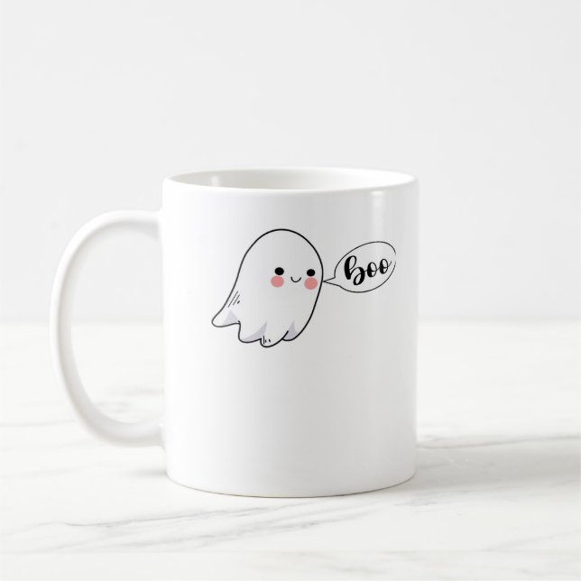 Cute Little Boo Graphic Cool Aesthetic Coffee Mug (Left)