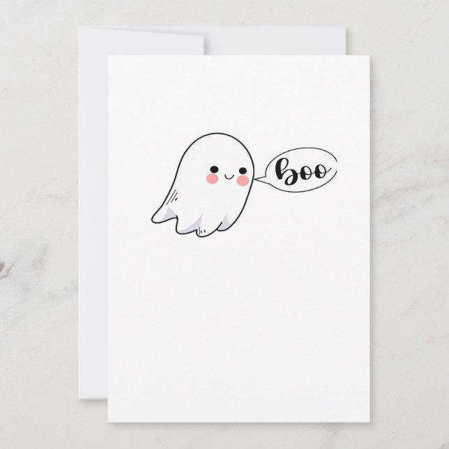 Cute Little Boo Graphic Cool Aesthetic Holiday Card (Front)