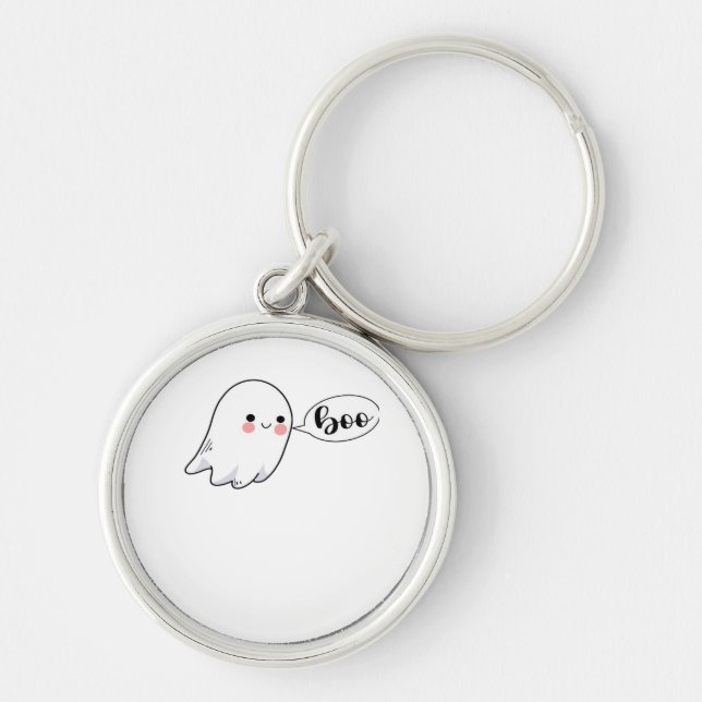 Cute Little Boo Graphic Cool Aesthetic Key Ring (Front)