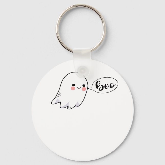 Cute Little Boo Graphic Cool Aesthetic Key Ring (Front)