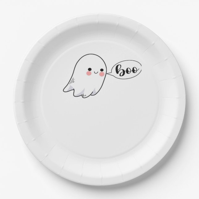 Cute Little Boo Graphic Cool Aesthetic Paper Plate (Front)