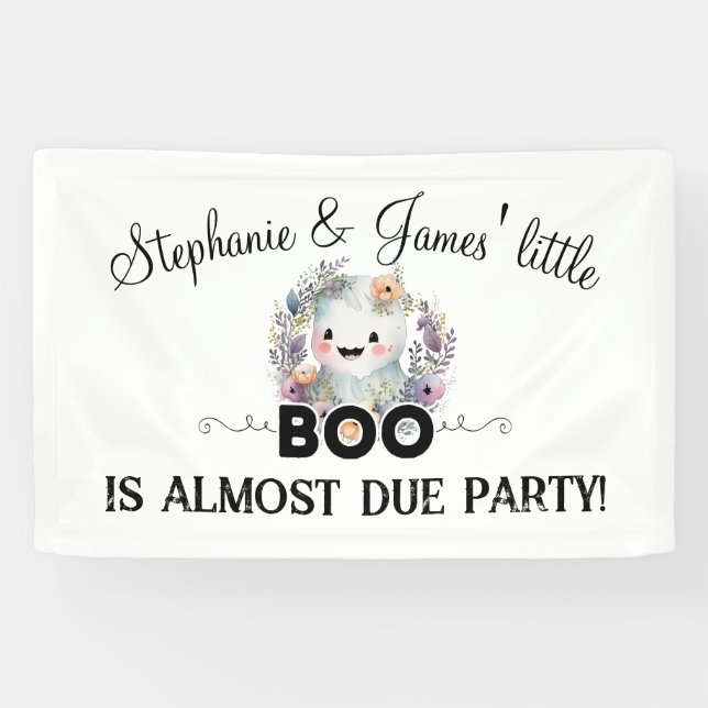 Cute Little Boo Halloween Baby Shower Banner (Horizontal)