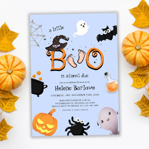 Cute Little Boo Halloween Baby Shower Invitation