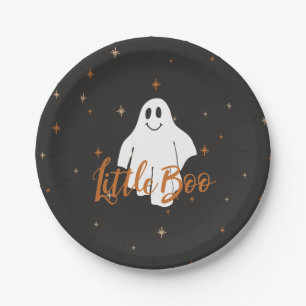 Cute Little Boo Halloween Baby Shower Paper Plates