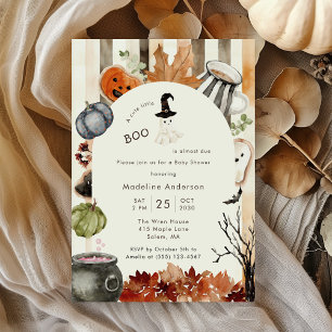 Cute Little Boo Halloween Ghost Baby Shower Invitation