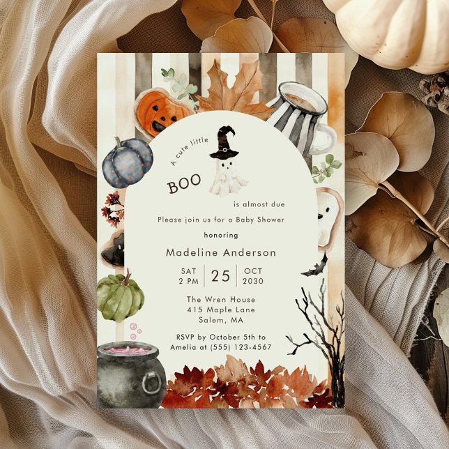 Cute Little Boo Halloween Ghost Baby Shower Invitation (Creator Uploaded)