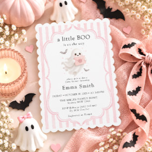 Cute Little Boo Halloween Girl Baby Shower Invitation