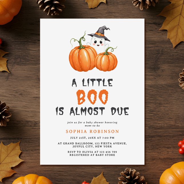 Cute Little Boo Halloween Pumpkin Baby Shower Invitation (Creator Uploaded)