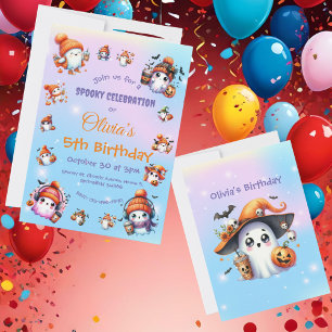 Cute Little Boo Halloween Spooky Ghost Birthday Invitation