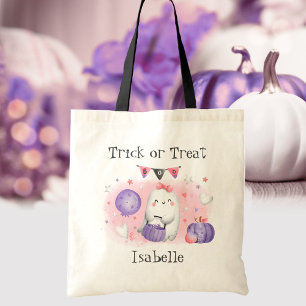 Cute Little Boo Pink Trick or Treat Halloween Tote Bag