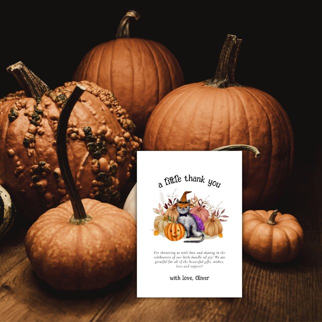 Cute Little Boo Poem Cat In Witch Hat Baby Shower  Thank You Card (Cute Little Boo Poem Cat In Witch Hat Baby Shower Thank You Card)