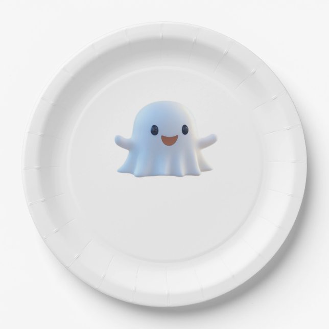 Cute Little Boo Retro Graphic Paper Plate (Front)
