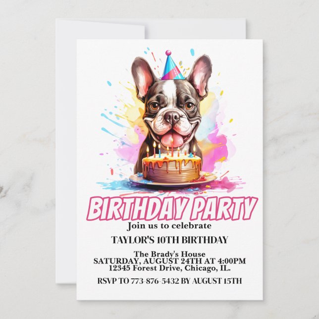 Cute Little Boston Terrier Birthday Party Invitation (Front)