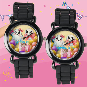 Cute Little Bow Ghost Halloween Birthday Photo  Watch