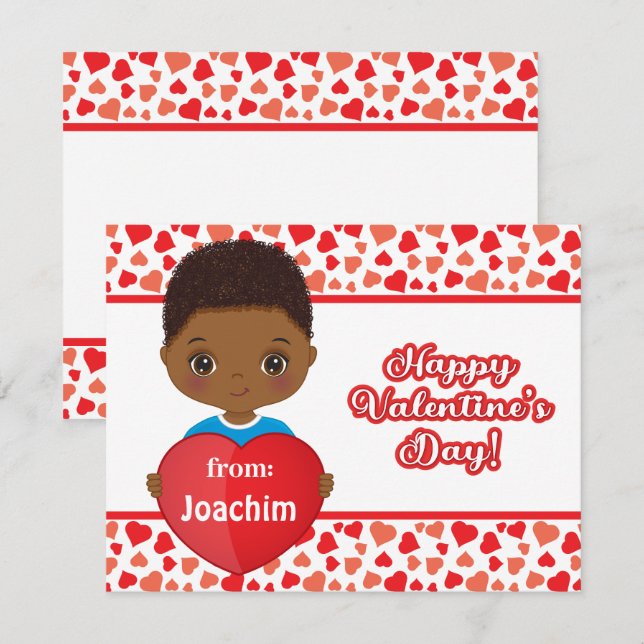 Cute Little Boy Holding St. Valentine Heart Card (Front/Back)