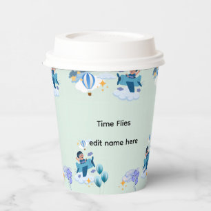 Cute Little Boy Pilot & Hot Air Balloon Birthday Paper Cups