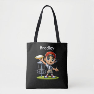 Cute Little Boy Playing Disc Golf Personalised Tote Bag