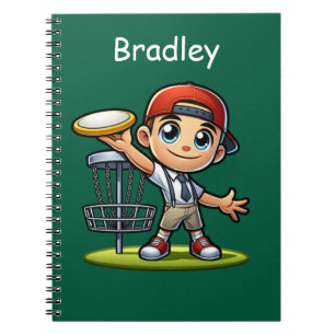 Cute Little Boy Playing Disc Golf Personalized Notebook