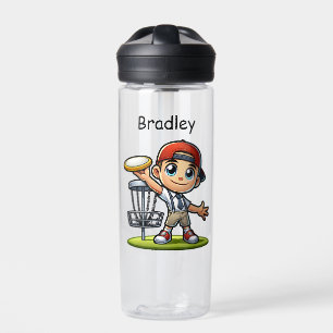 Cute Little Boy Playing Disc Golf Personalized Water Bottle