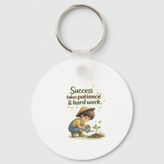 Cute Little Boy Success & Hard Work Keychain2 Key Ring