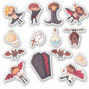 Cute Little Boy Vampires Halloween  Sticker