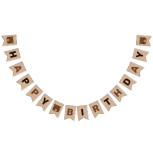 Cute Little Brown Bear Birthday Bunting
