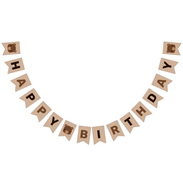 Cute Little Brown Bear Birthday Bunting (All)